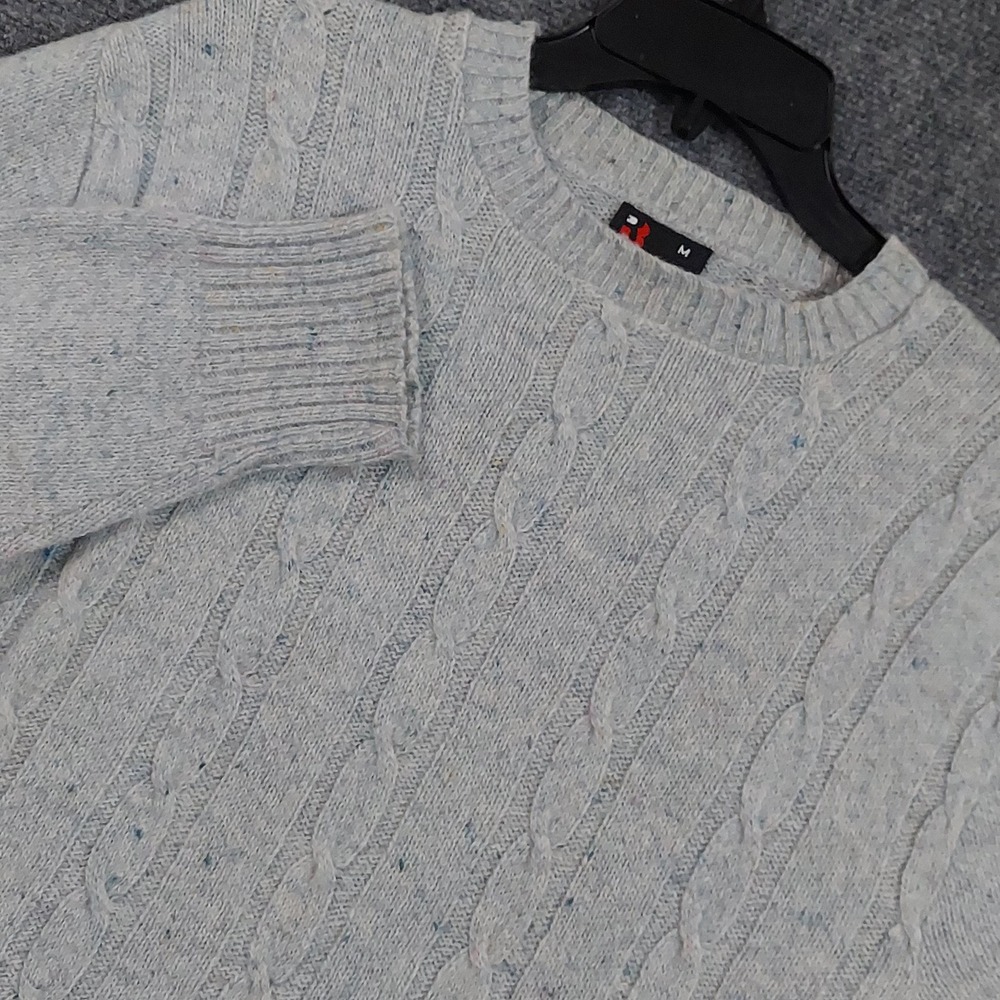 Vintage Robert Bruce Sweater Mens Medium Wool Cable Knit Pullover Confetti Fleck